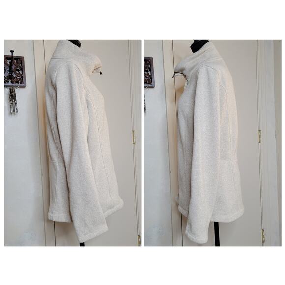 Lands End Womens Sweater Fleece Line Jacket Tan Heather Full Zip Pockets✨️L Tall - Picture 6 of 13